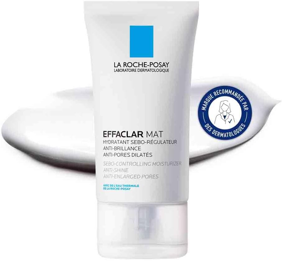 La Roche-Posay, Effaclar Mat+, Sebo-Regulating Moisturizer, Anti-Shine & Anti-Enlarged Pores, Enriched with Sebulysis, Salicylic Acid & Glycerin, For Oily and Acne-prone Skin, 40 ml