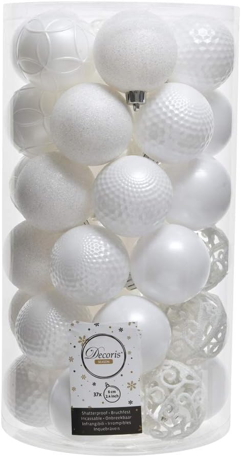 Boules de Noël Decoris Blanc (37 Pièces)