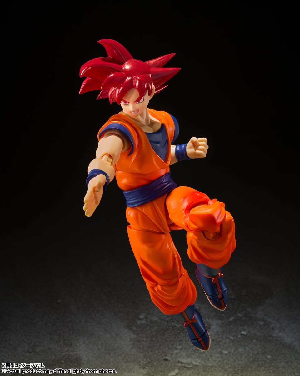 TAMASHII NATIONS Dragon Ball Super – Super Saiyan God Son Goku – Dieu Saiyan Instillé avec la lumière des cœurs justes – Figurine Bandai Spirits S.H.Figuarts