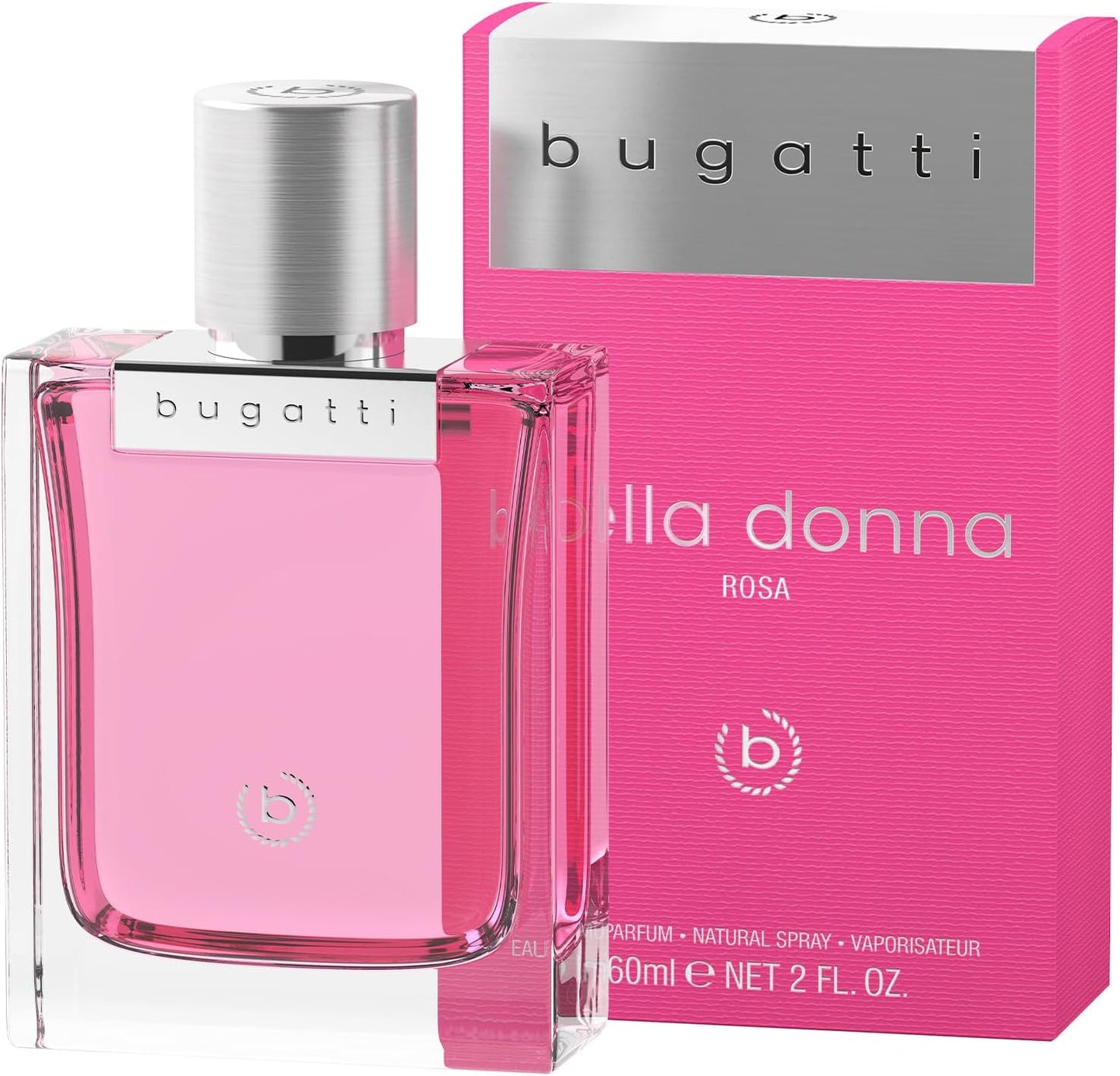 bugatti Parfum pour femme Bella Donna Rose EDP 60 ml I Parfum floral fruité pour femme pour tous les âges et toutes les occasions I Combinaison élégante de citron, framboise, pétales de rose et musc I