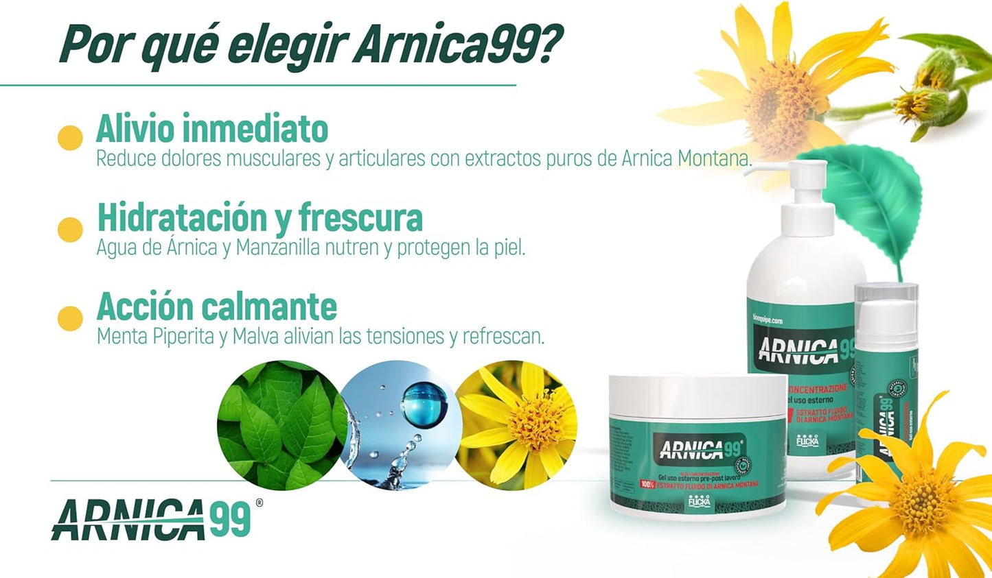 FLICKA Arnica pour chevaux, À usage humain fort, Gel avec concentration maximale d’Arnica Montana, Action rapide sur les muscles et les artisans, 100 % naturel et fabriqué en Italie (500 ml)