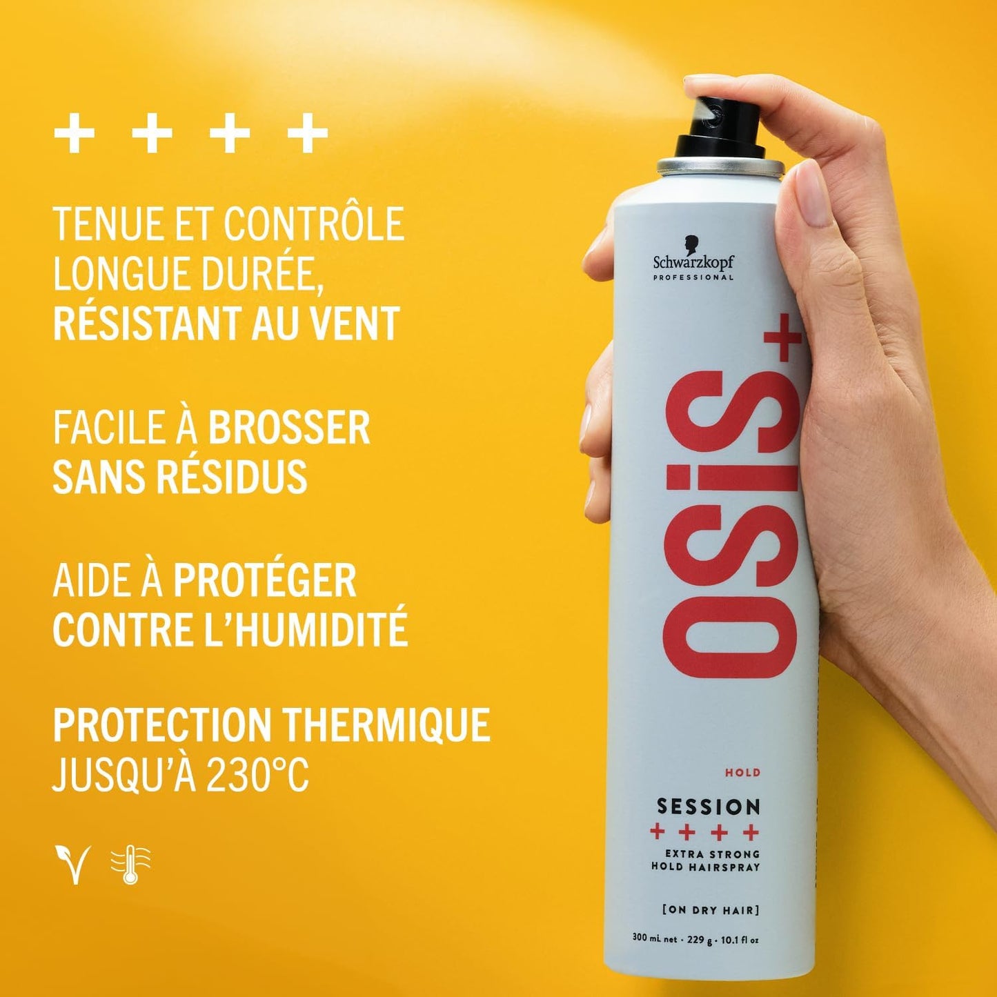 Schwarzkopf Professional OSiS Session Laque Cheveux Longue Durée Résistante Au Vent Finition Lisse Anti Humidité Protection Thermique Fixation Très Forte 300 ml