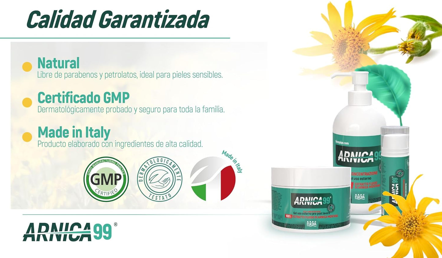FLICKA Arnica pour chevaux, À usage humain fort, Gel avec concentration maximale d’Arnica Montana, Action rapide sur les muscles et les artisans, 100 % naturel et fabriqué en Italie (500 ml)