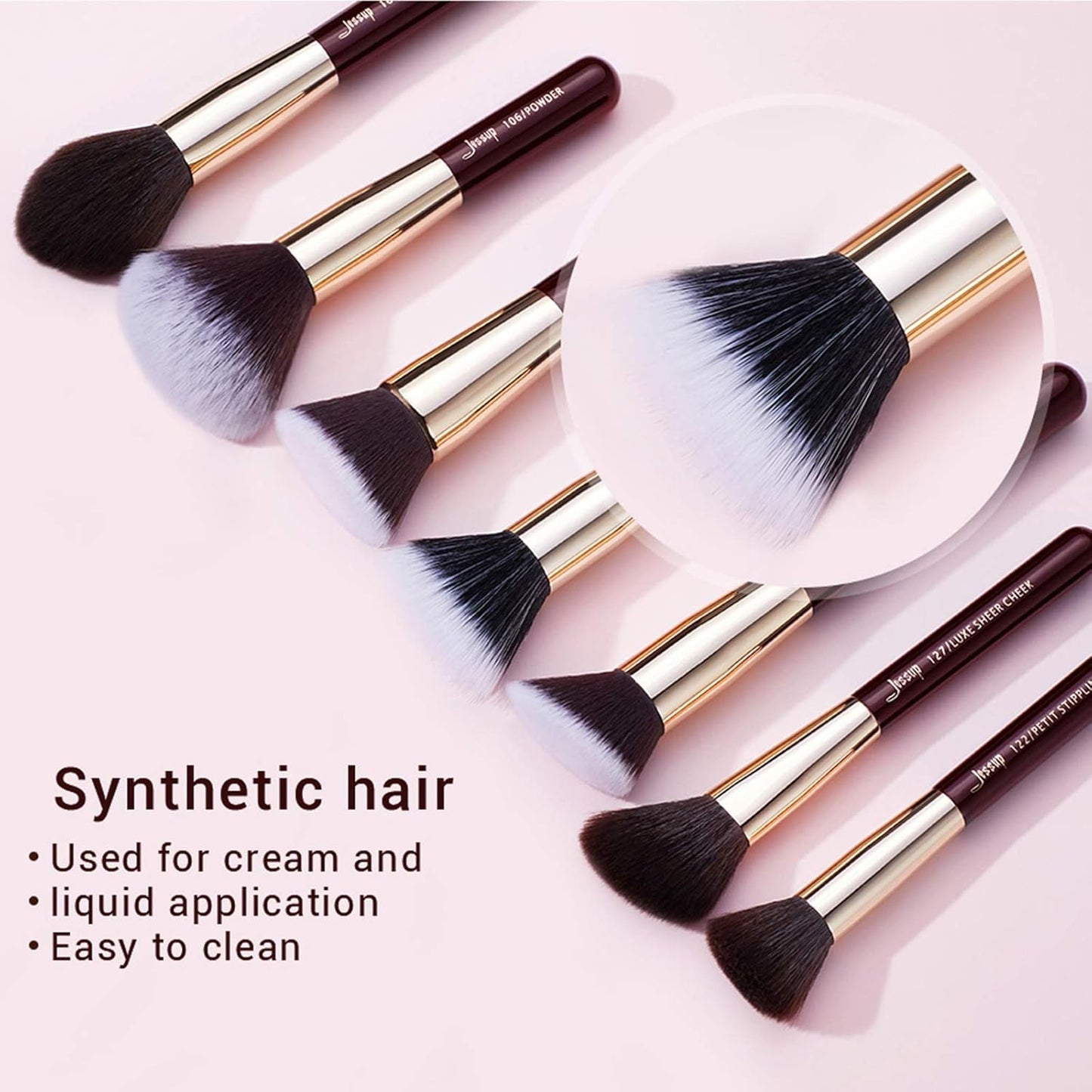 Jessup Pinceaux Maquillages 25pcs Ensemble Picneau à Maquillage Professionnel Pinceau Teint,Poudre,Fard à Paupières,Eye-Liner,Correcteur Pinceaux Kit Synthétiques Naturelles Noir/Or Rose T155
