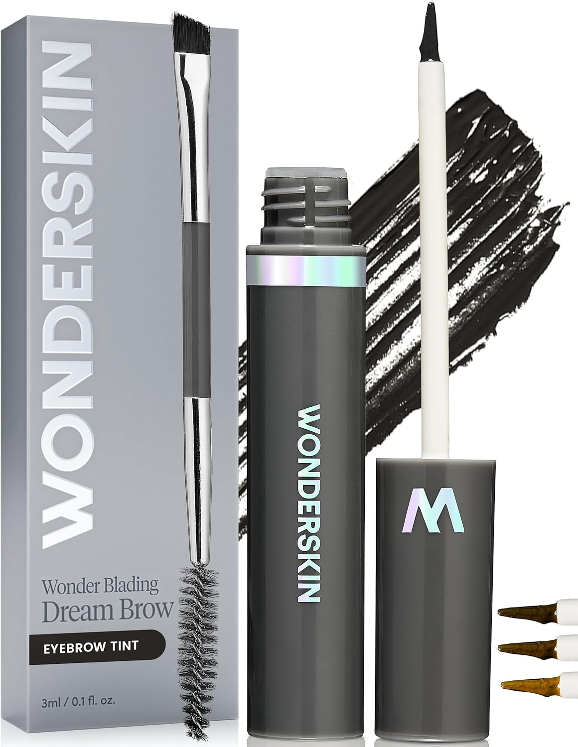 Wonderskin Dream Brow Gel Pour Sourcils, Gel Imperméable Pour Sourcils, Remplisseur Pour Sourcils, Gel Pour Sourcils Teinté, Mascara Pour Sourcils (Brune Foncée)