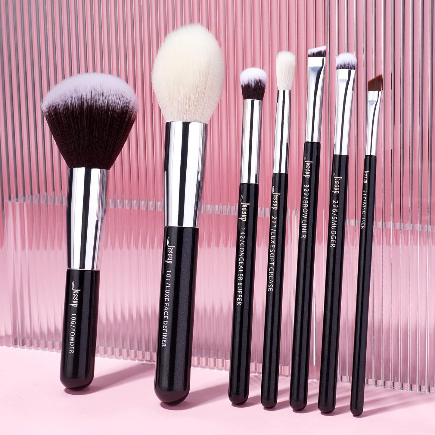 Jessup Pinceaux Maquillages 25pcs Ensemble Picneau à Maquillage Professionnel Pinceau Teint,Poudre,Fard à Paupières,Eye-Liner,Correcteur Pinceaux Kit Synthétiques Naturelles Noir/Or Rose T155