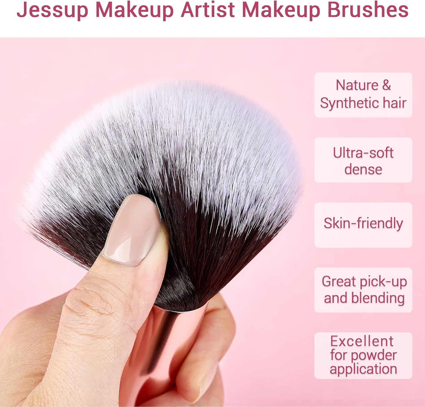 Jessup Pinceaux Maquillages 25pcs Ensemble Picneau à Maquillage Professionnel Pinceau Teint,Poudre,Fard à Paupières,Eye-Liner,Correcteur Pinceaux Kit Synthétiques Naturelles Noir/Or Rose T155