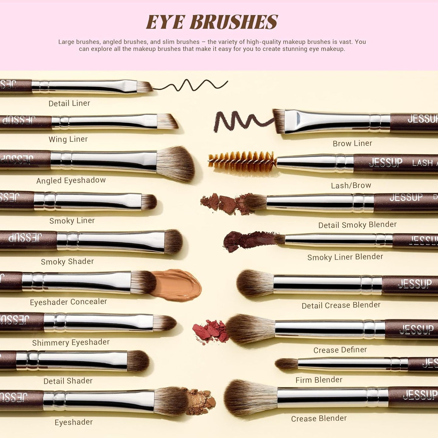 Jessup Pinceaux Maquillages 25pcs Ensemble Picneau à Maquillage Professionnel Pinceau Teint,Poudre,Fard à Paupières,Eye-Liner,Correcteur Pinceaux Kit Synthétiques Naturelles Noir/Or Rose T155