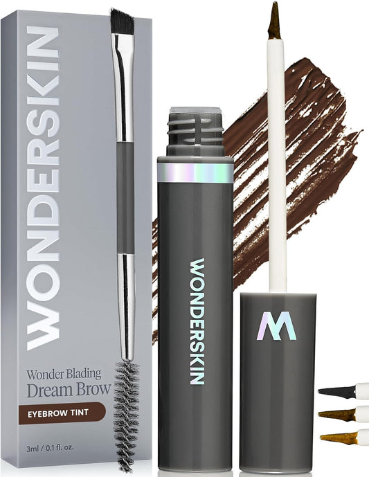 Wonderskin Dream Brow Gel Pour Sourcils, Gel Imperméable Pour Sourcils, Remplisseur Pour Sourcils, Gel Pour Sourcils Teinté, Mascara Pour Sourcils (Brune Foncée)