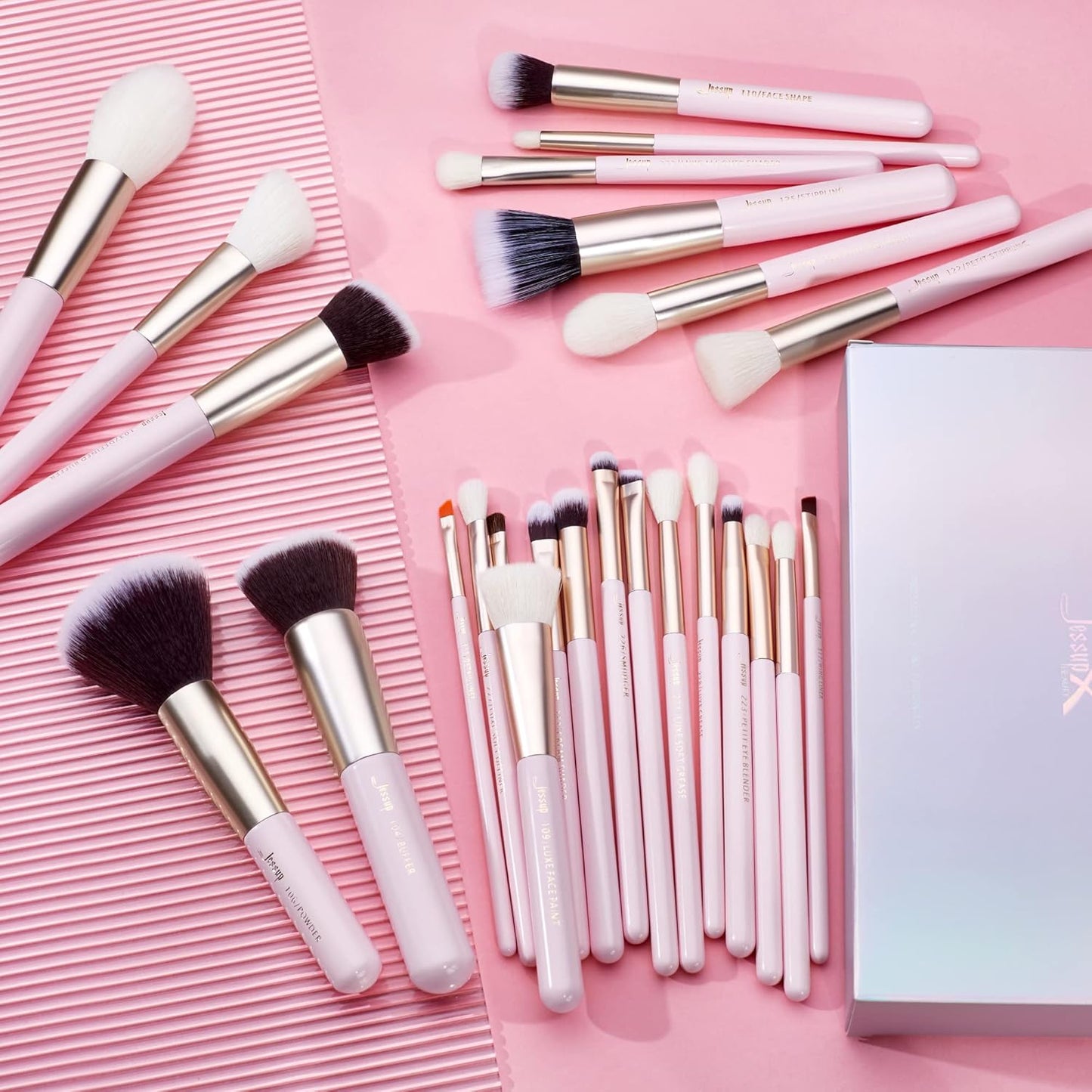 Jessup Pinceaux Maquillages 25pcs Ensemble Picneau à Maquillage Professionnel Pinceau Teint,Poudre,Fard à Paupières,Eye-Liner,Correcteur Pinceaux Kit Synthétiques Naturelles Noir/Or Rose T155