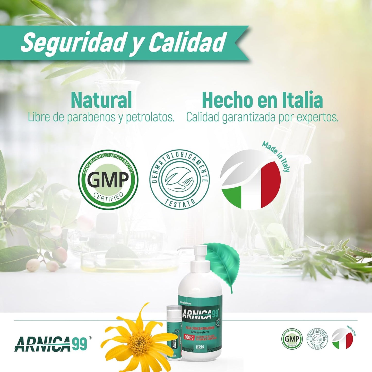 FLICKA Arnica pour chevaux, À usage humain fort, Gel avec concentration maximale d’Arnica Montana, Action rapide sur les muscles et les artisans, 100 % naturel et fabriqué en Italie (500 ml)