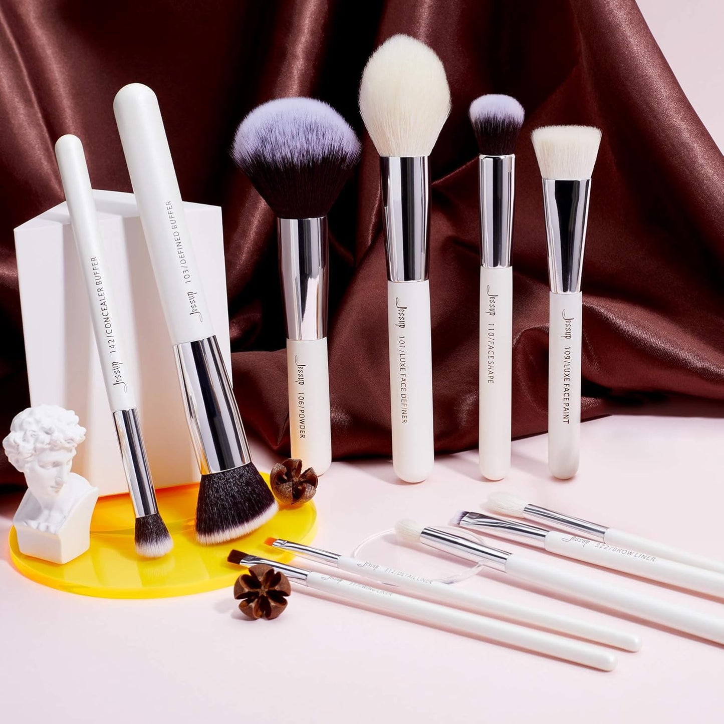 Jessup Pinceaux Maquillages 25pcs Ensemble Picneau à Maquillage Professionnel Pinceau Teint,Poudre,Fard à Paupières,Eye-Liner,Correcteur Pinceaux Kit Synthétiques Naturelles Noir/Or Rose T155