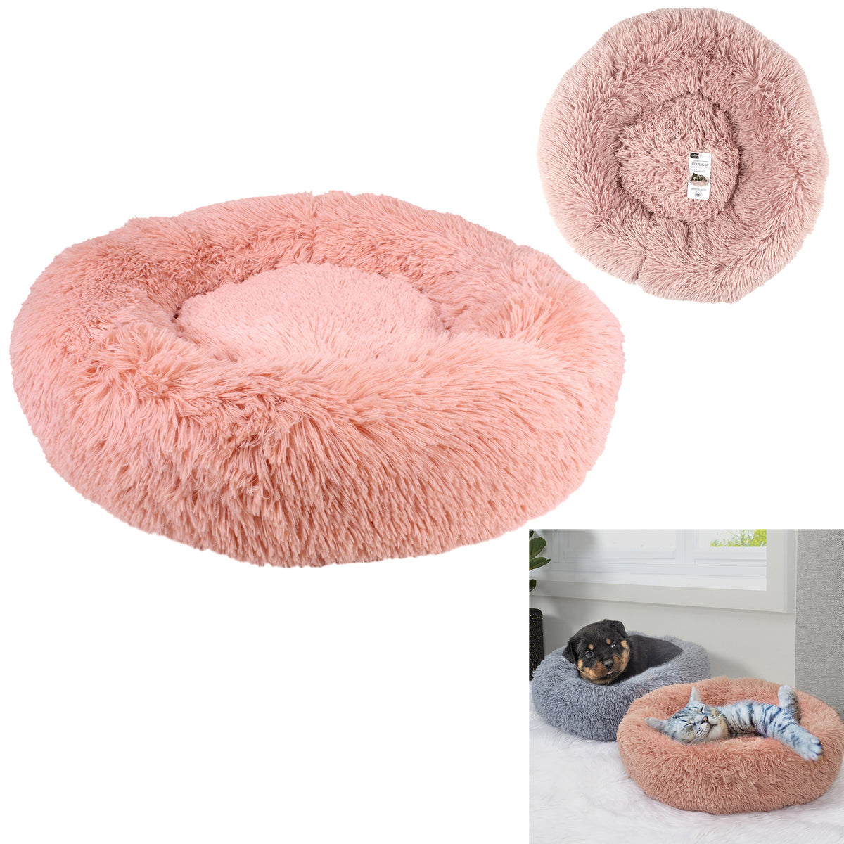 Coussin Lit Apaisant Chat Rose 60 Cm