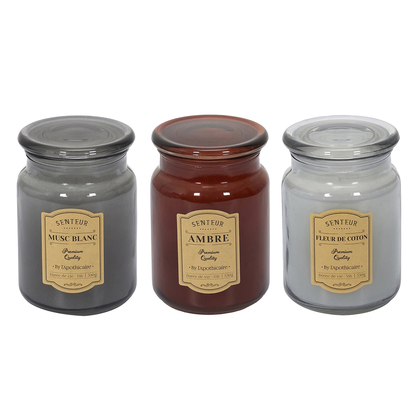 Lot De 3 Bougies Apothicaires Verre