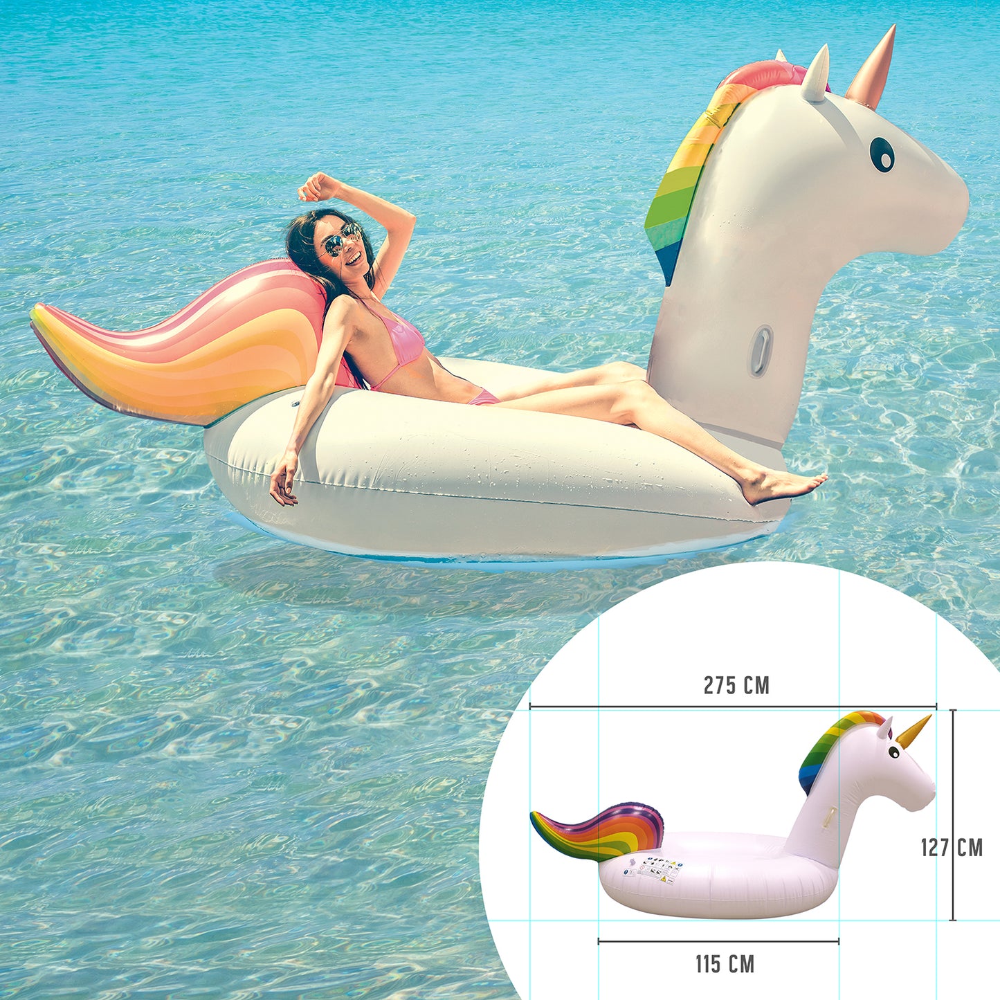 Bouee Gonflable Licorne Xl 275Cm