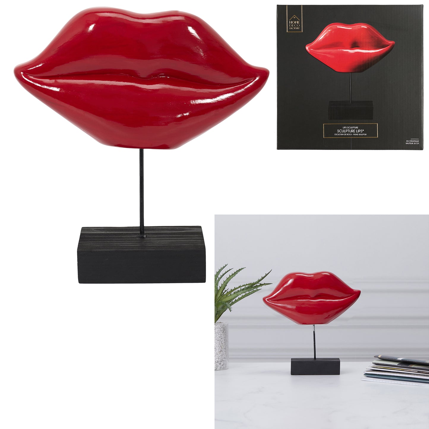Deco A Poser Bouche Rouge H20Cm