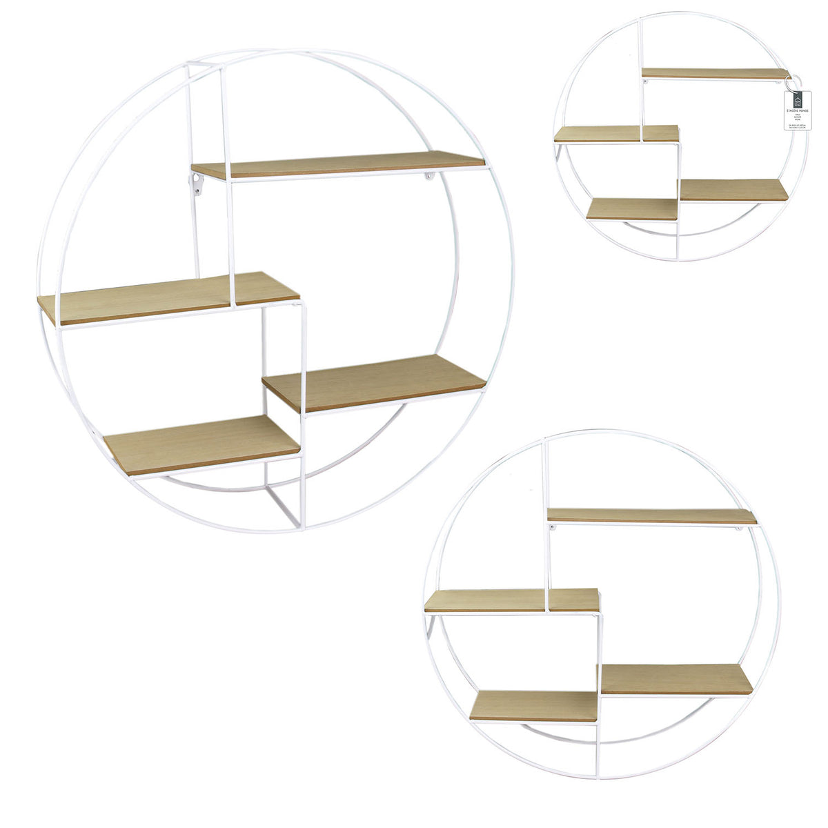 Etagere Ronde Filaire Blanche 50X12X50Cm
