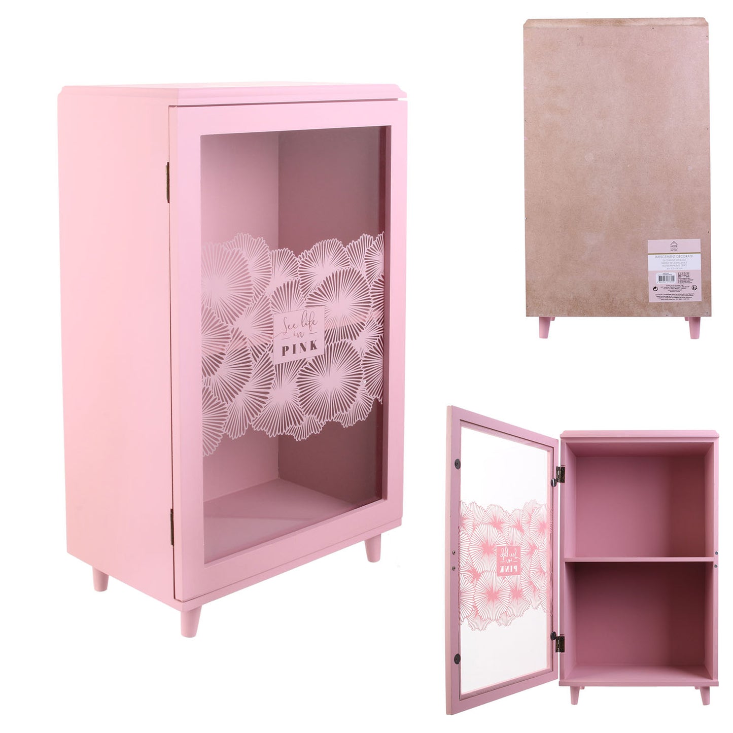 Rangement Deco Avec Etagere Rose 24X40X14.5Cm