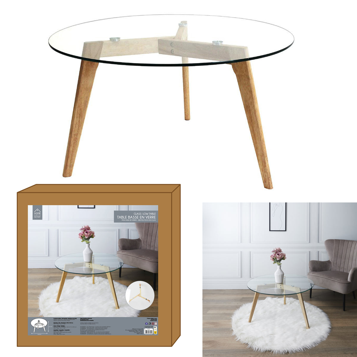 Table Ronde En Verre Diam 80Cm