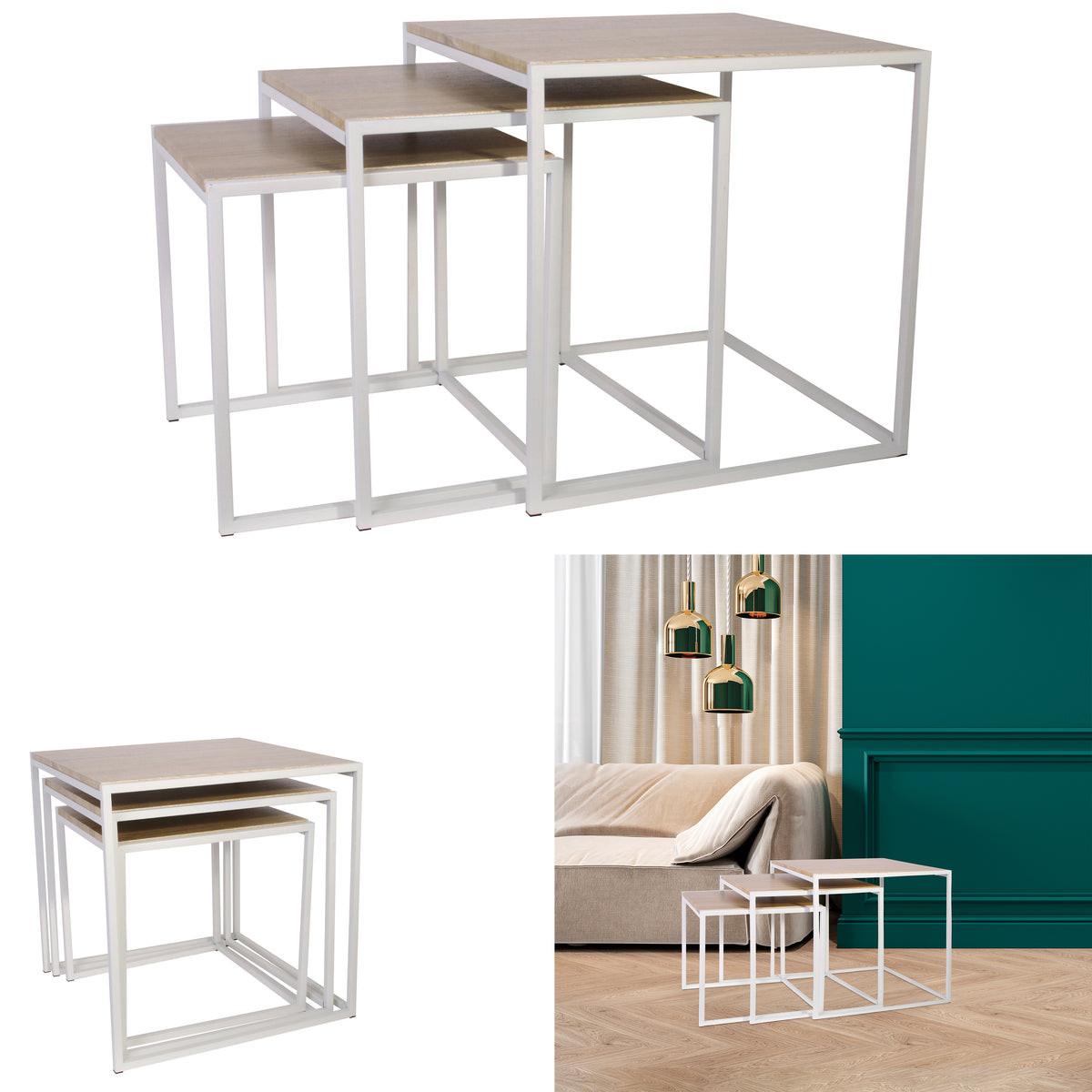 Table Gigogne Carree Blanche X3