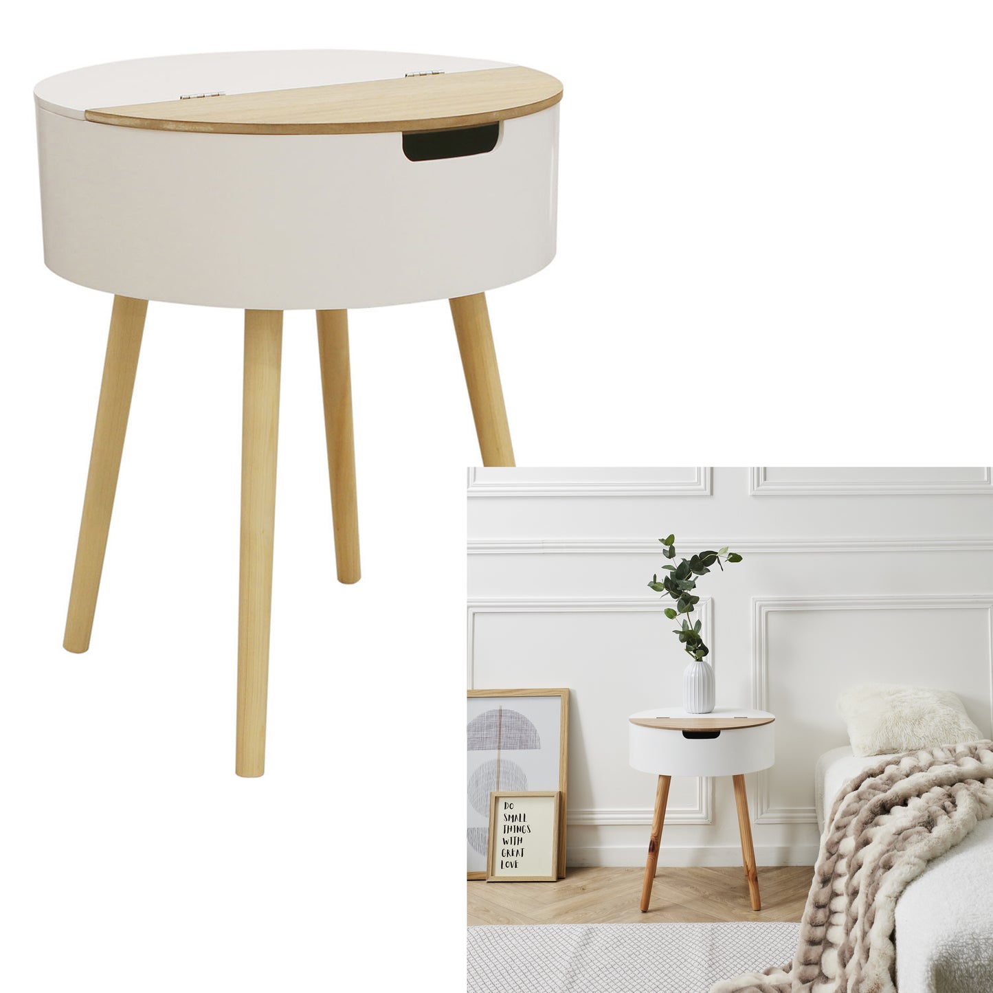 Table Coffre Blanc Bois