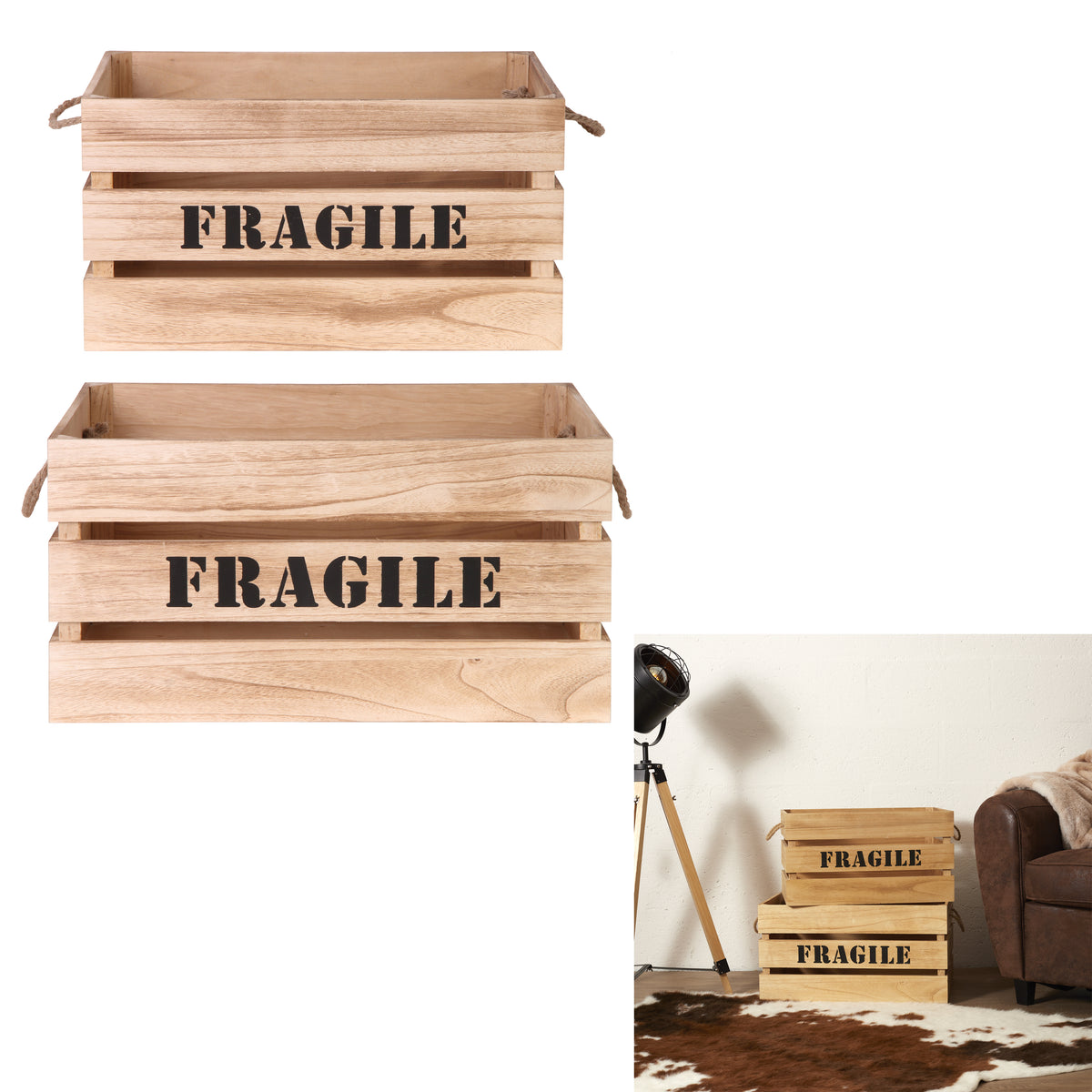 Cagette Gigogne X2 Naturel H28Cm