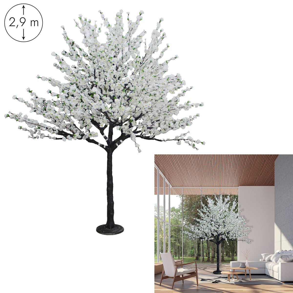 Arbre Fleuri Artificiel 2.9M