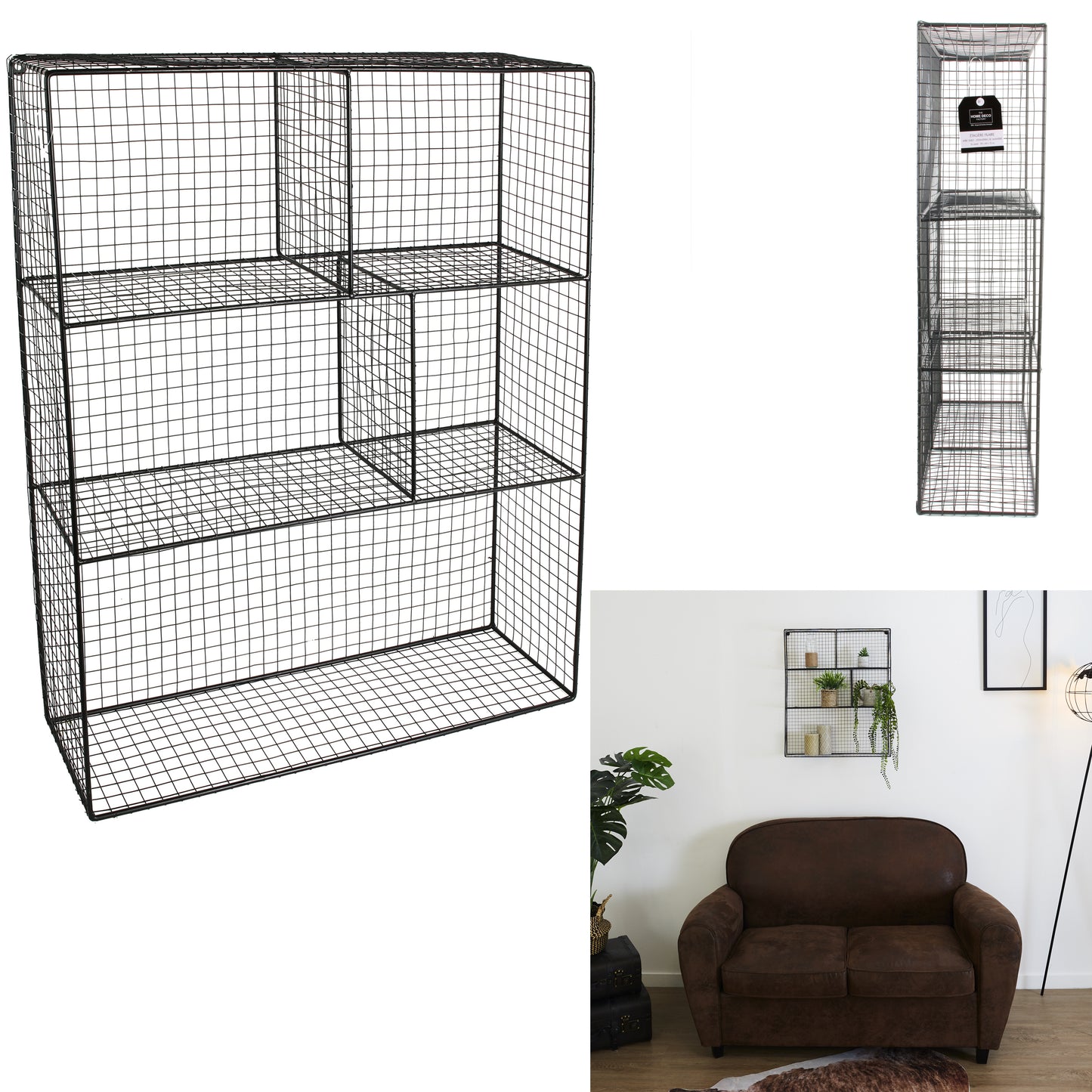 Etagere Grillage Metal 50X15X60Cm