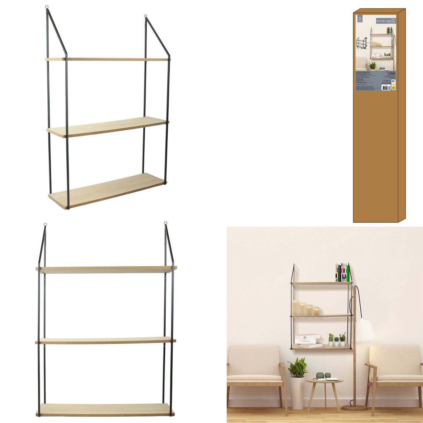 Etagere Echelle 3 Plateaux 87.5X18X60Cm