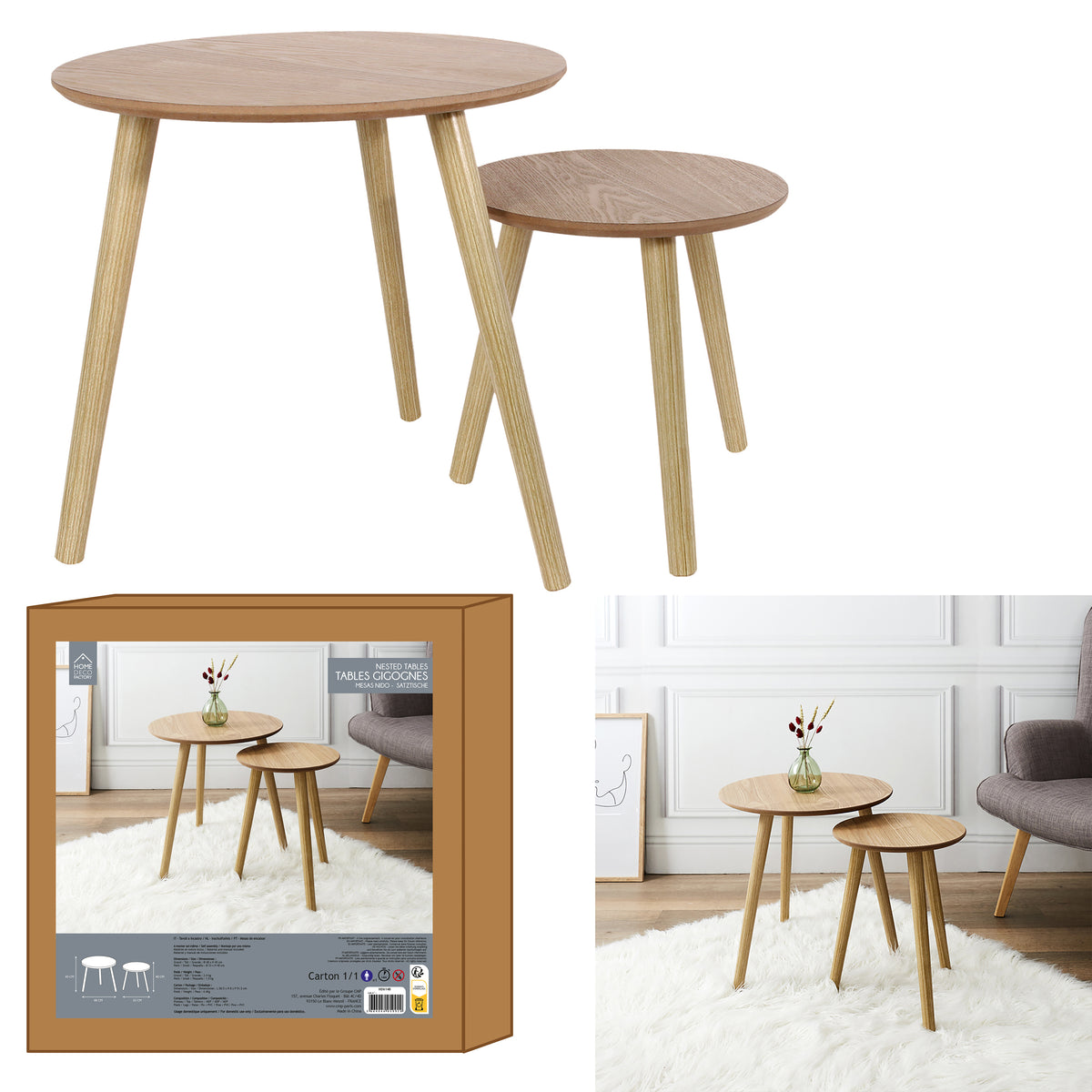 Table Gigogne Bois Ronde X2