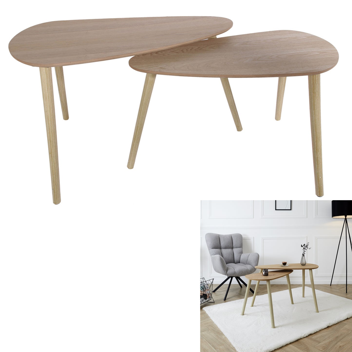 Table Gigogne Bois Galet X2