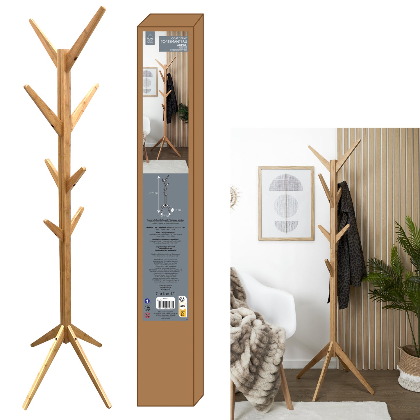 Portemanteau Arbre Bois Naturel