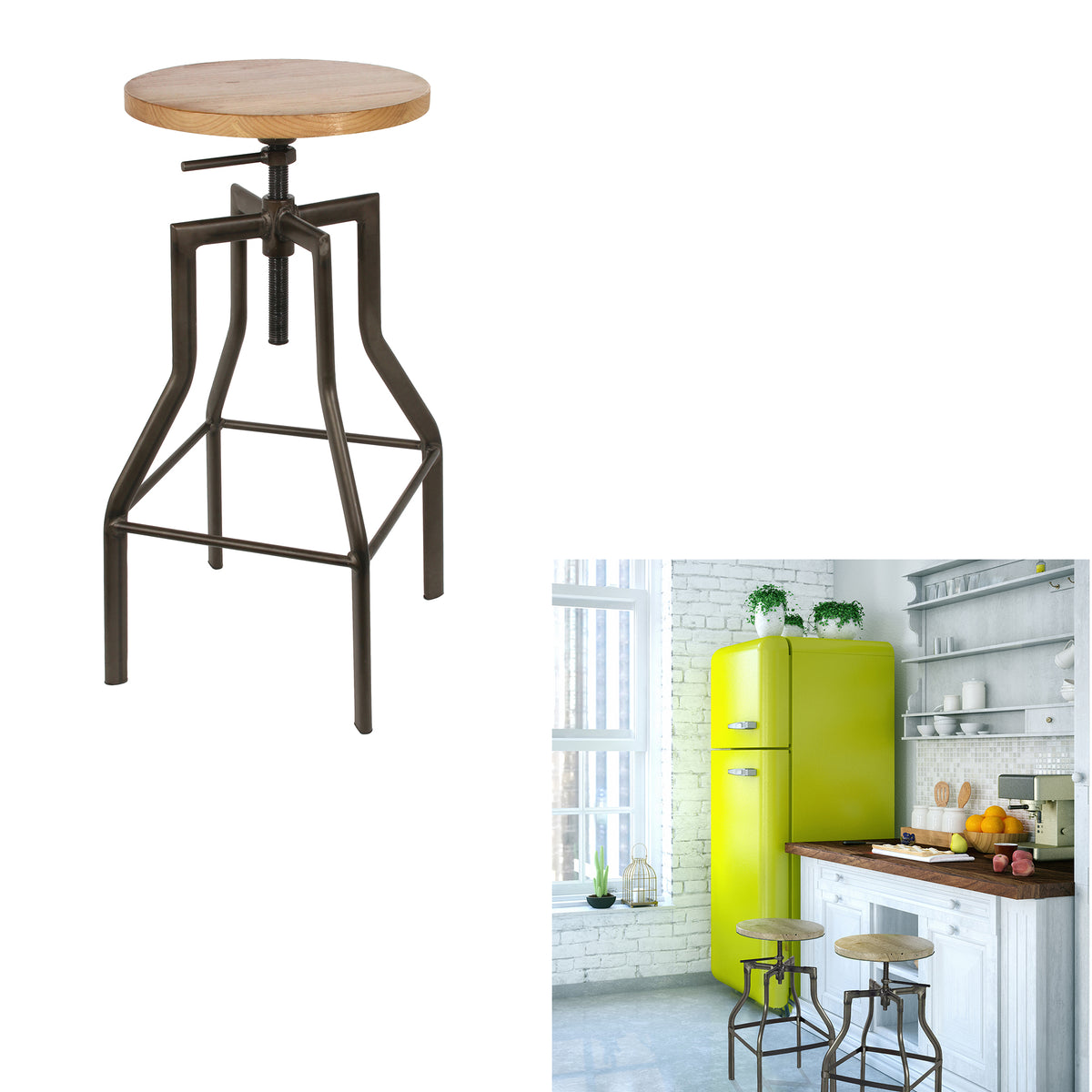 Tabouret De Bar Ace Metal Et Bois