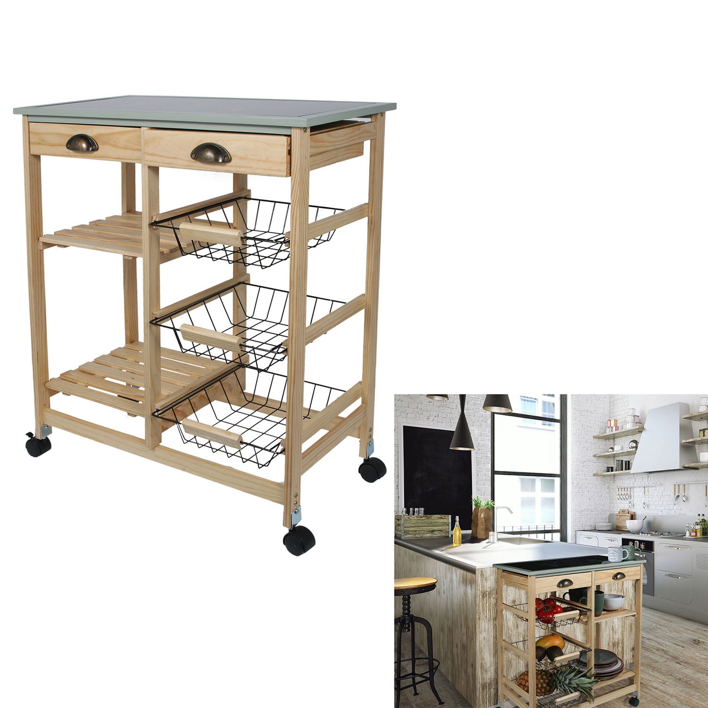Desserte A Roulettes Little Market 67X35X81Cm