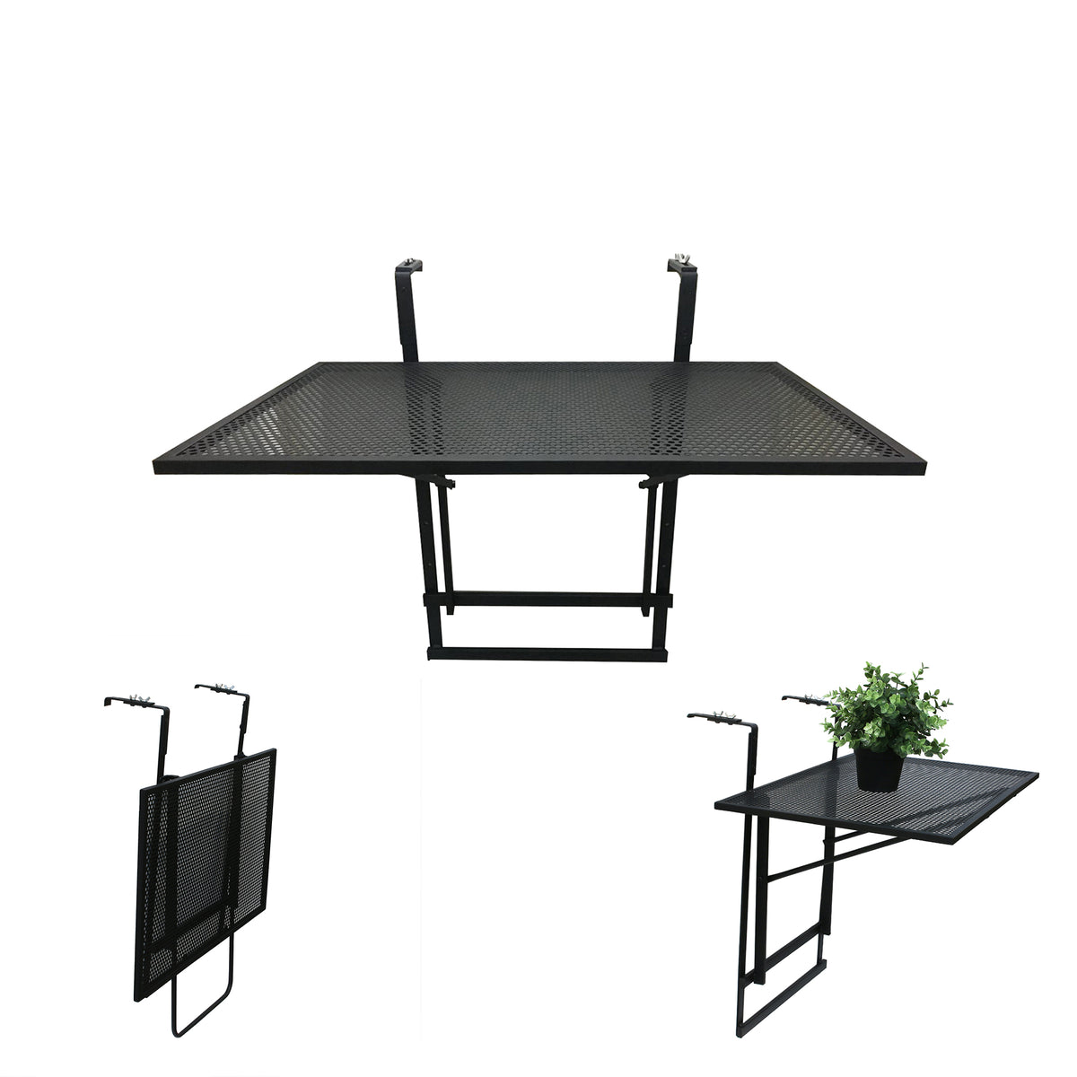 Table De Balcon Pliable Noir 60.5X40.5X50Cm