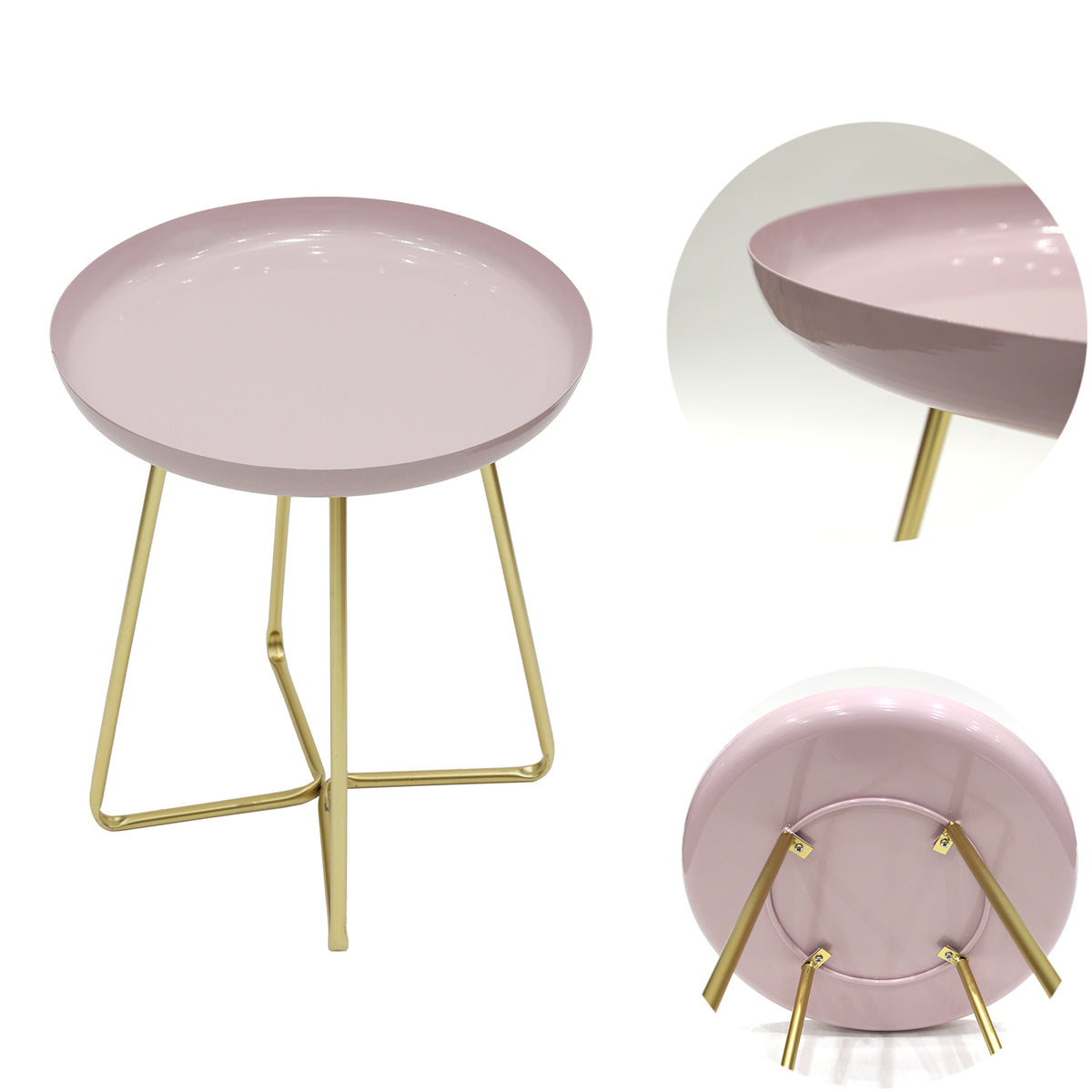 Table D Appoint Plateau Rond Glossy Rose