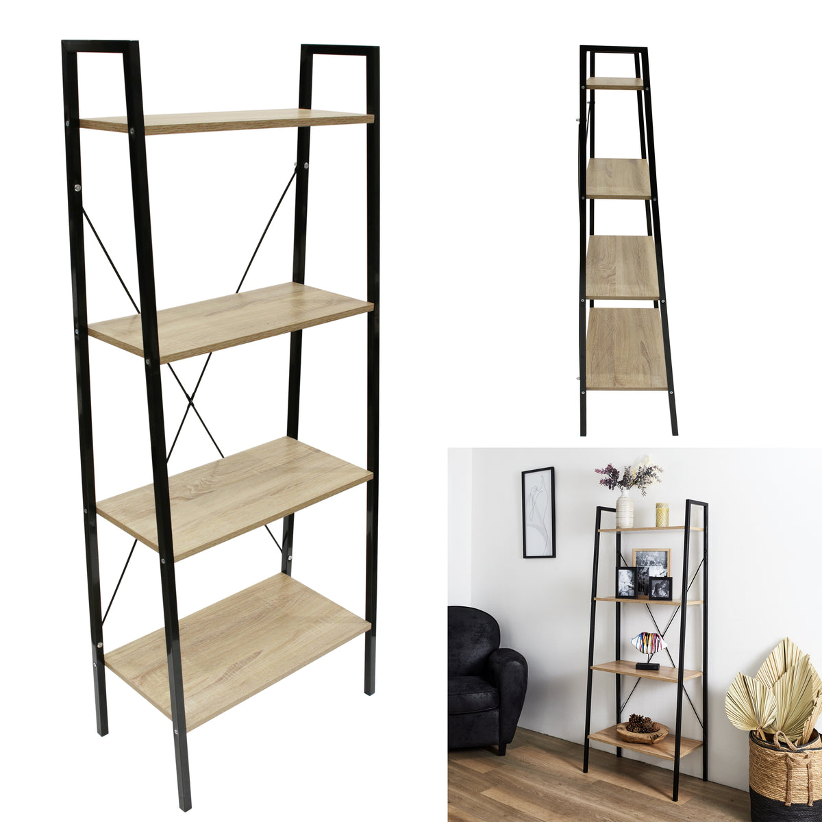Etagere Bois Et Metal Loka 148X60X32.5