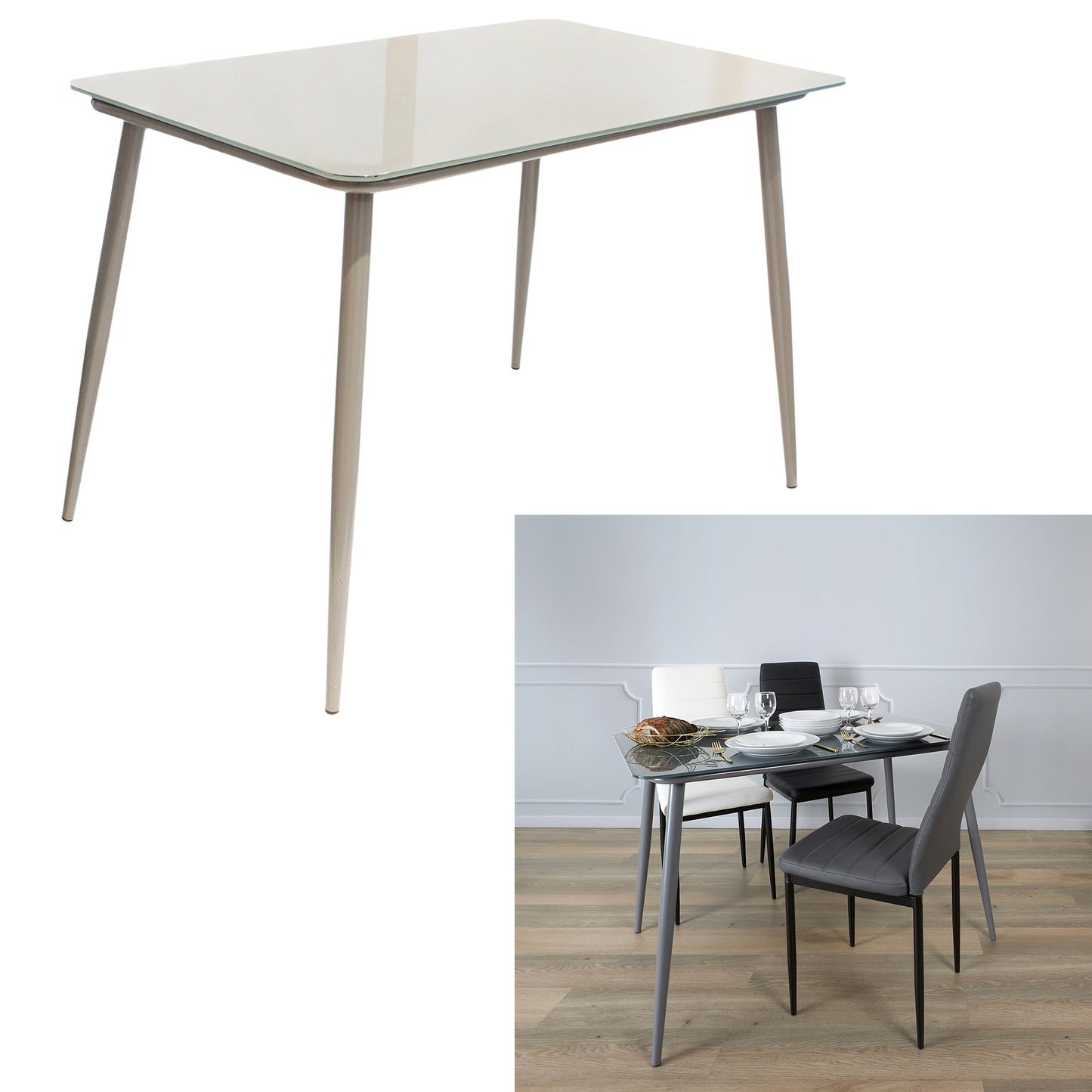 Table De Repas En Verre Gris 110X70Cm