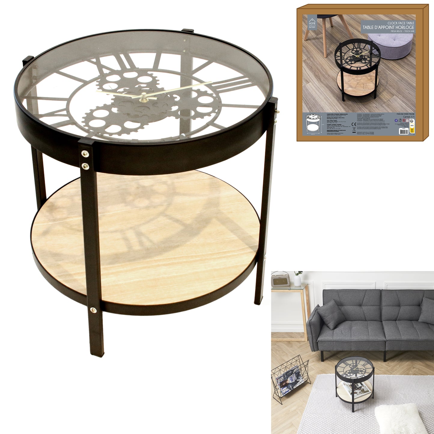 Table D Appoint Horloge 40.5X40.5X39Cm