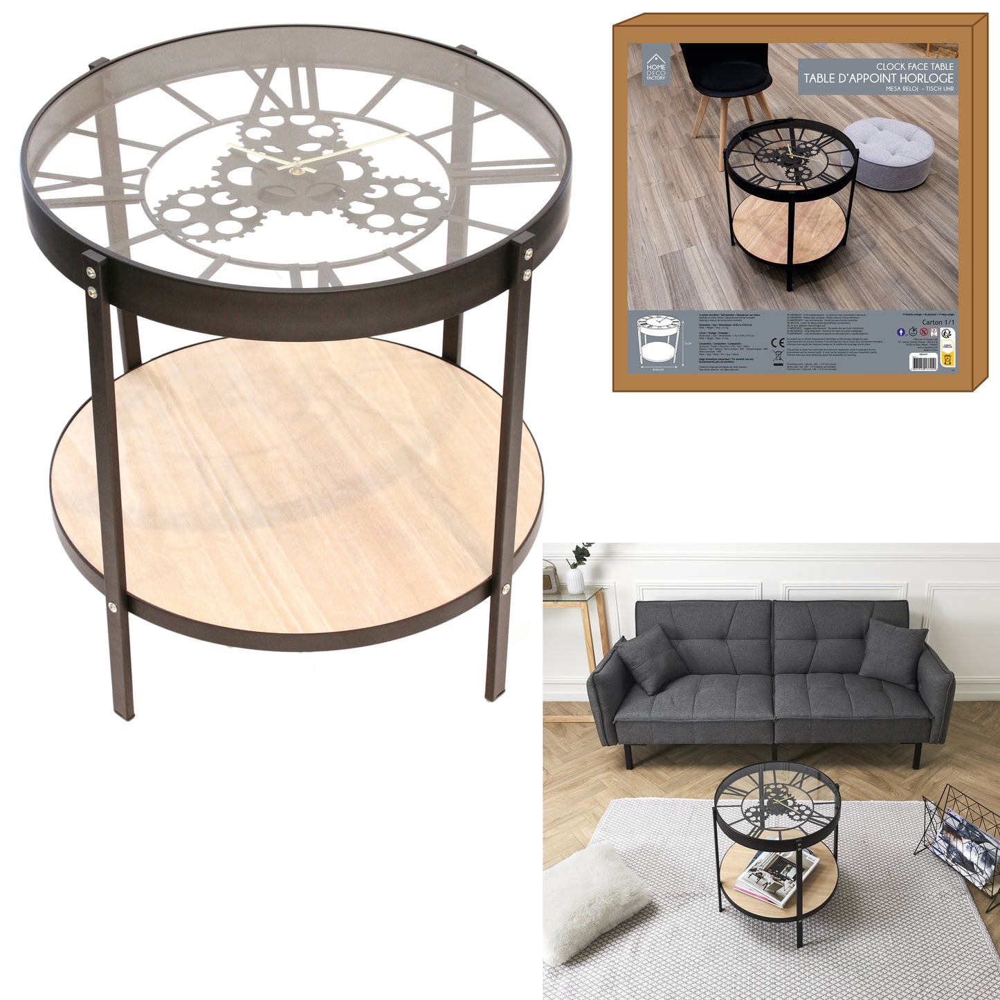 Table D Appoint Horloge 50.5X50.5X49Cm