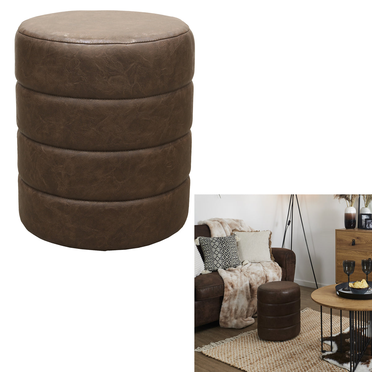 Pouf Pu Marron Chester