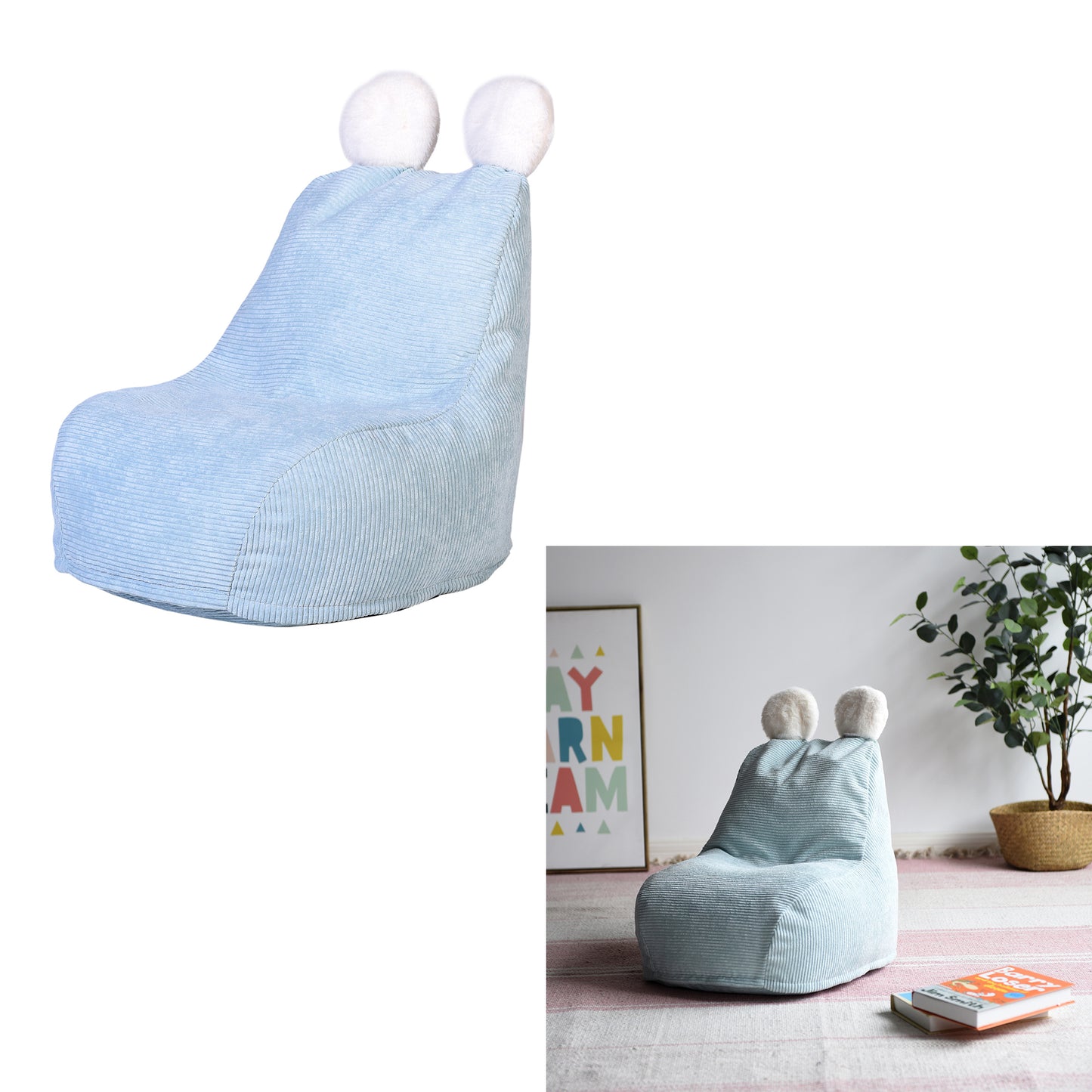 Fauteuil Poire Enfant Bleu Ted