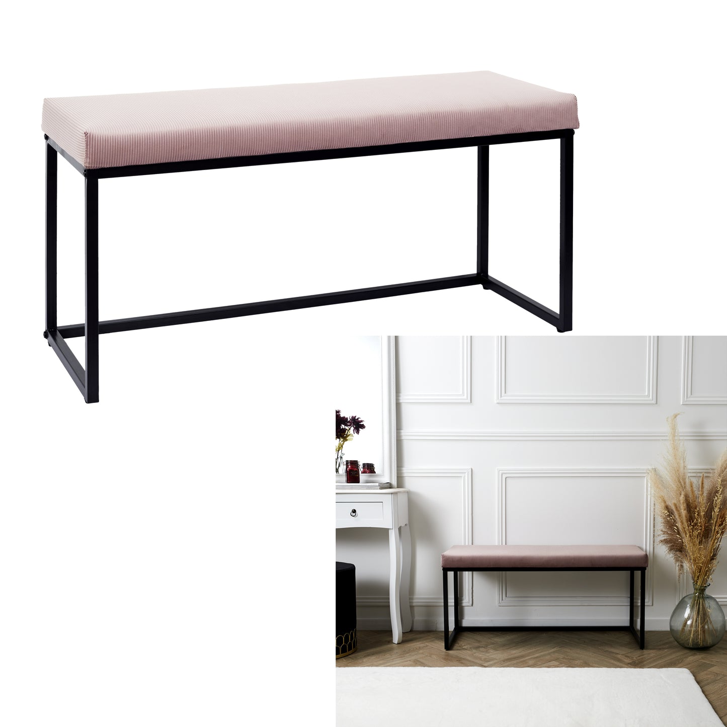 Banc Giulia Rose Velours Cotele