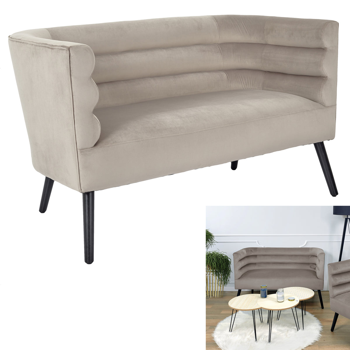Canape Amelia Velours Taupe