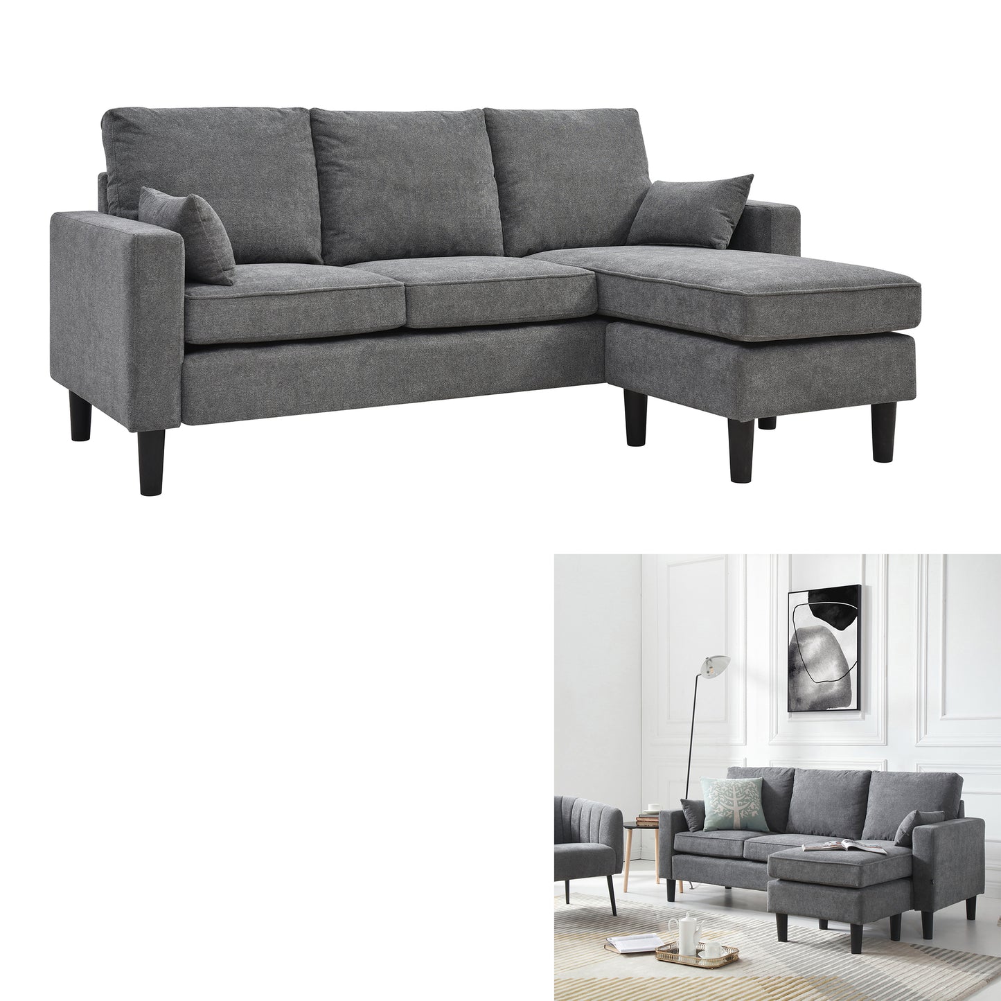 Canape D Angle Moka Gris