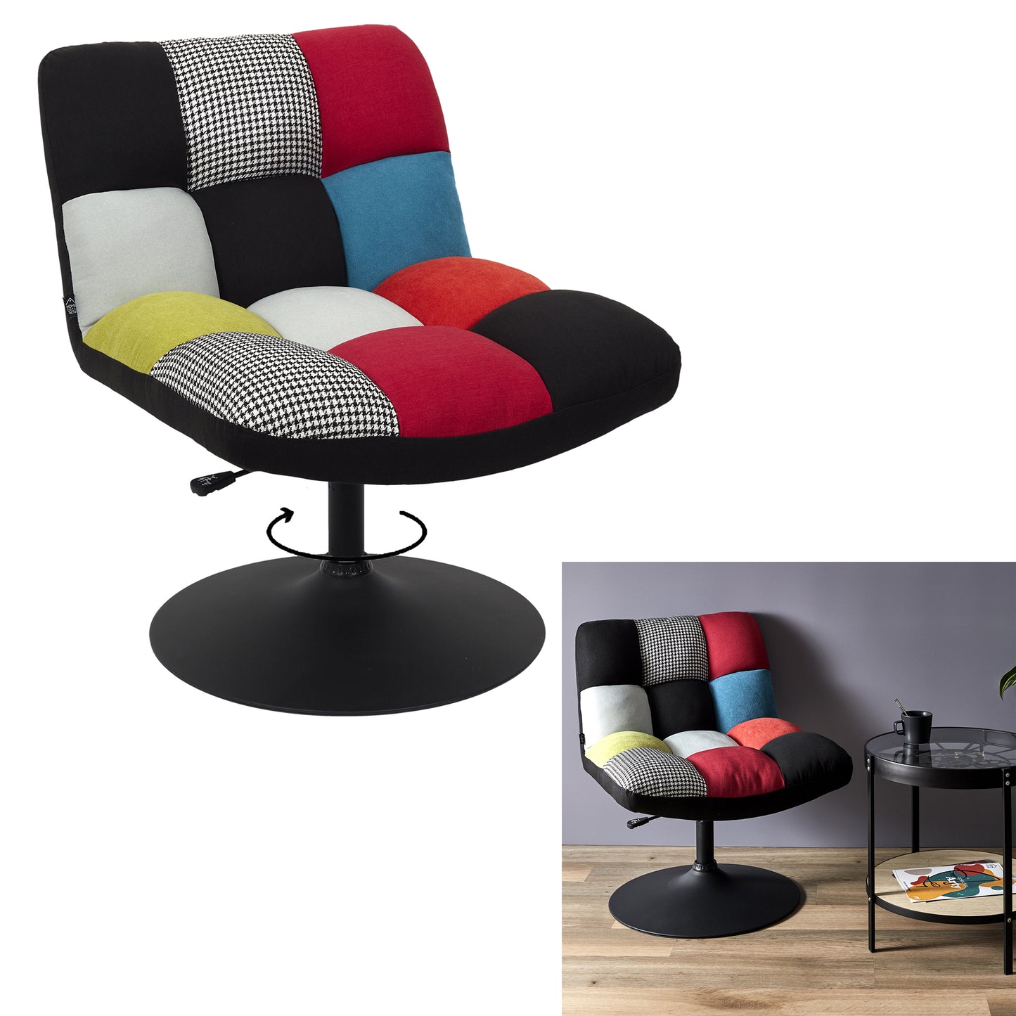 Fauteuil Pivotant Anton Patchwork