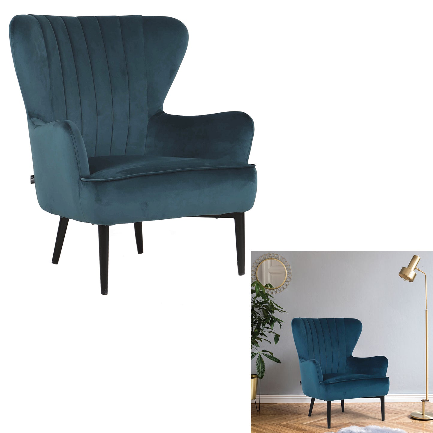 Fauteuil Heaven Velours Bleu Paon