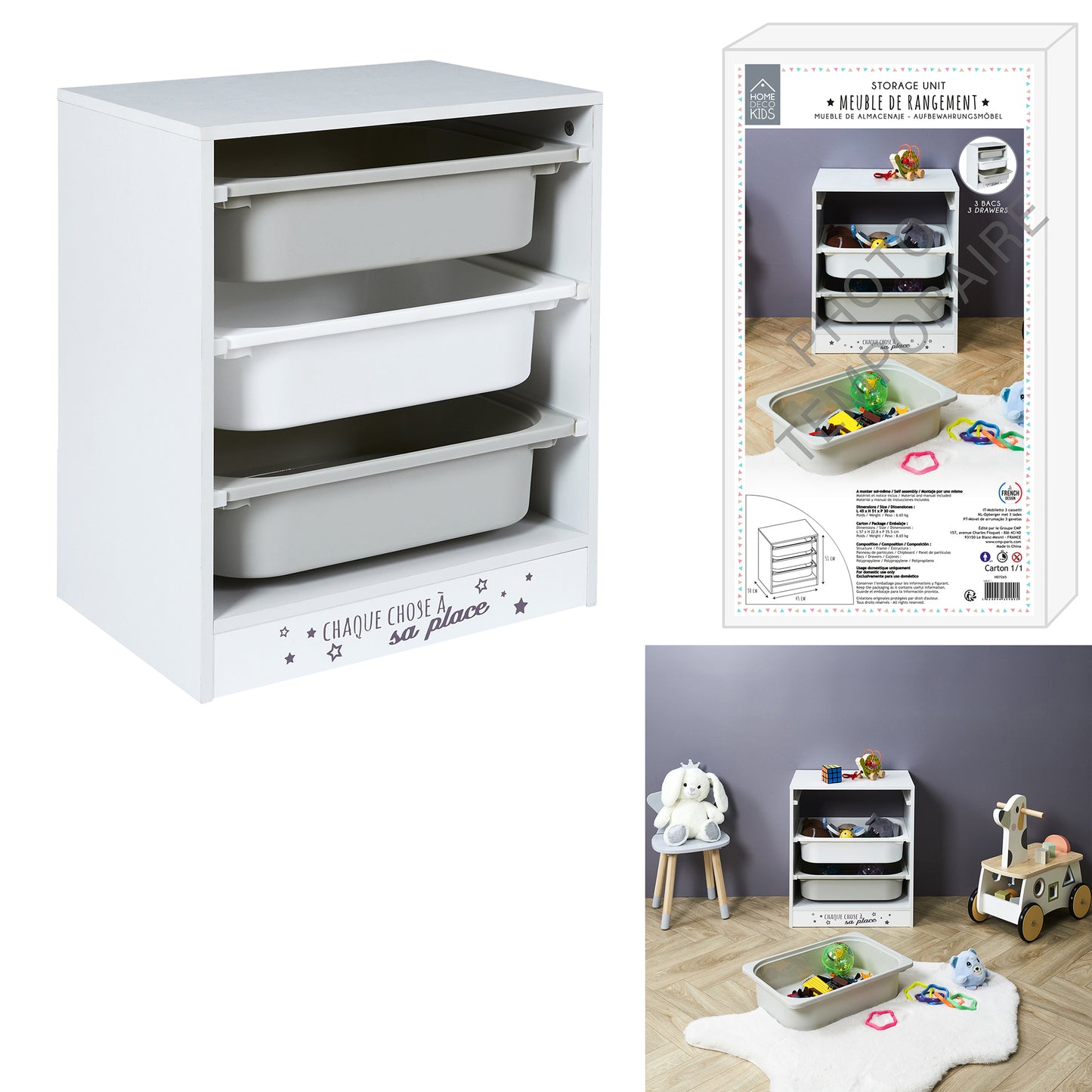 Meuble De Rangement Enfant Tidy 3 Bacs