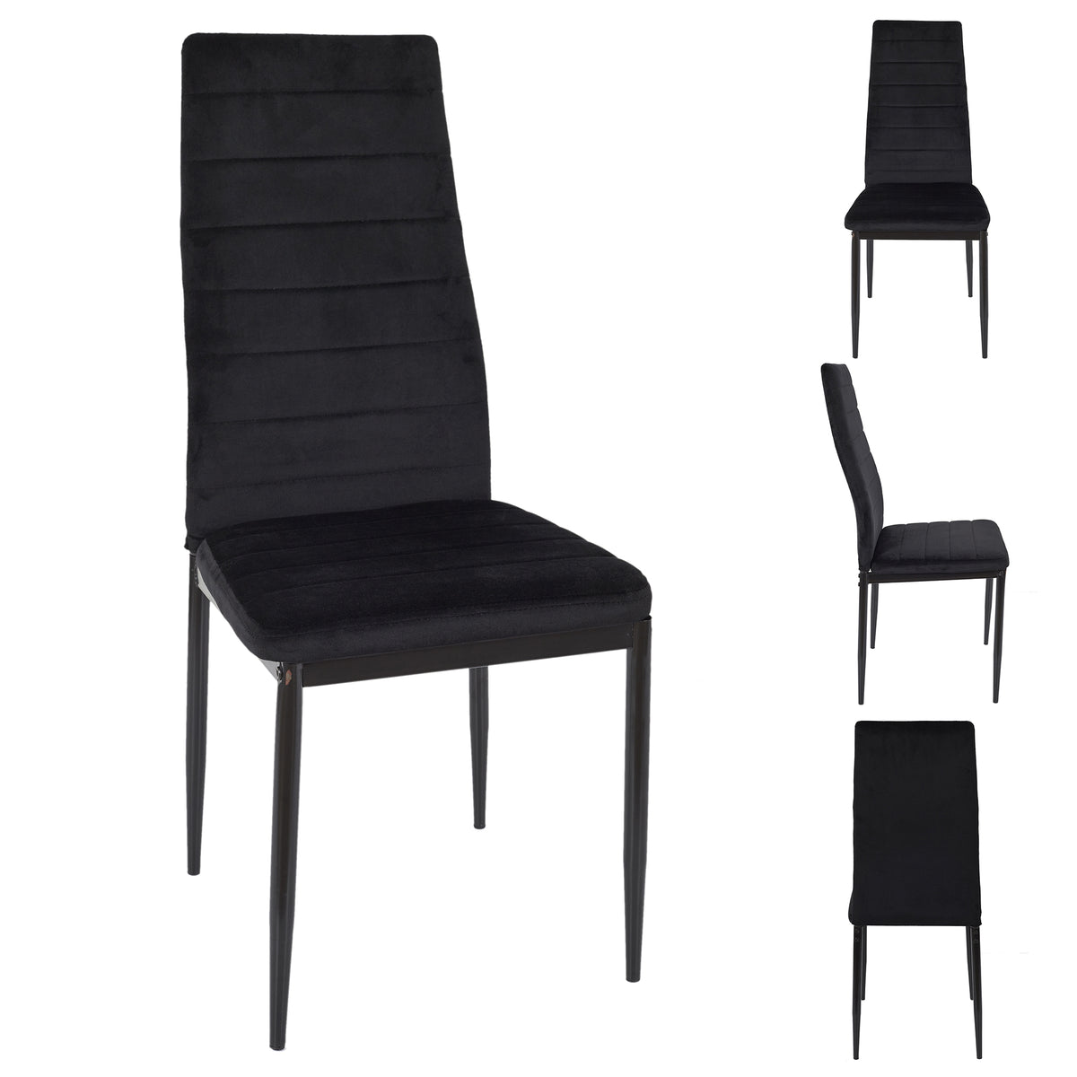 Chaise Victor Velours Noir