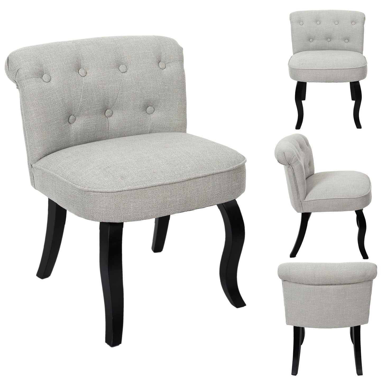 Fauteuil Eleonor Noir Tissu Gris